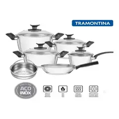 TRAMONTINA - Juego De Ollas 9 Piezas Bateria Allegra