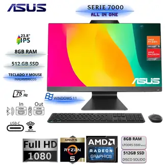 ASUS - All in one Vivoaio 23.8" Windows 11 Home AMD Ryzen 5 7520U 8GB 512GB M3402