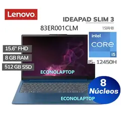 LENOVO - Laptop Lenovo IdeaPad Slim 3 15IRH8 I5 12450H 8GB 512 SSD 15.6 FHD FREE DOS