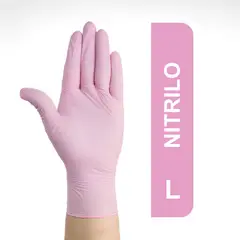 GENERICO - Guantes De Nitrilo Descartables Rosado Talla L Caja 100 UND