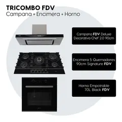 FDV - Tricombo Campana Decorativa Chef 90 + Encimera Signature 90 GLP + Horno Black 70 L GLP