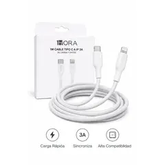 GENERICO - Cable 1HORA Carga Rápida iPhone 3A Datos y Energía 1m