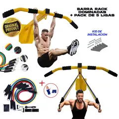 HOLGU - Rack Barra Dominadas + chaleco 10kg croosfit + Guantes