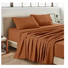 GENERICO - Sabanas De Algodón Bramante Queen marron