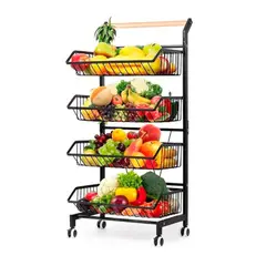 GENERICO - Cesta de almacenamiento de frutas y verduras de 4 niveles
