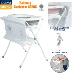 EBABY - Bañera cambiador plegable para bebe Spark Gris