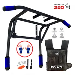 HOLGU - Barra Dominadas 2en1 Chaleco 20kg Guantes Regalo.