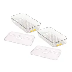 INSPIRA - Pack de 2 Cajas de Almacenamiento para Refrigerador con Drenaje 20 cm