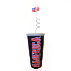 GENERICO - Vaso grande con sorbete en espiral - Diseño América