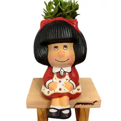 GENERICO - Maceta macetero Roja Mafalda Pintada a Mano Present