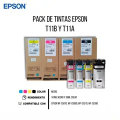 EPSON - Juego De Bolsas De tintas Originales T11 WF-C5810-C5890-C5891