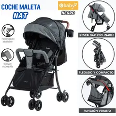 EBABY - Coche Maleta con Cubre Pies Plegable NAT Negro