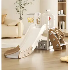 GENERICO - RESBALADERA OSO 4 EN 1 CON ESCALADOR, ESPACIO PARA JUGUETES, ARO DE BASQUET Y TELESCOPIO