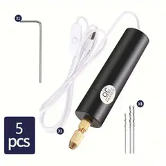GENERICO - Mini Taladro Eléctrico de Precisión USB con 3 Brocas