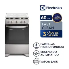 ELECTROLUX - Cocina 4 Quemadores Parrilla Hierro Fundido Silver FE4ISR