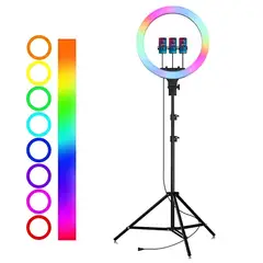 GENERICO - Aro de luz LED RGB de 56 cm Lámpara Táctil + Trípode + Control Remoto