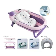 GENERICO - Bañera Plegable Ballenita Con Gorro de Ducha para Bebé Niña