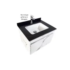 XM - LAVATORIO DE LOZA CON CAJÓN MARMOL NEGRO CON BLANCO YTAR6047-72 L01