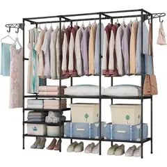 OEM - Ropero Organizador de Ropa con Divisiones y Compartimientos Negro