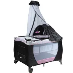 EBABY - Cuna Corral Mecedora Sally ROSADO CON PLOMO 716-B