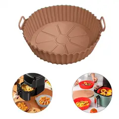 GENERICO - Pack 2 bandejas de silicona para freidora de aire sin aceite - Márron