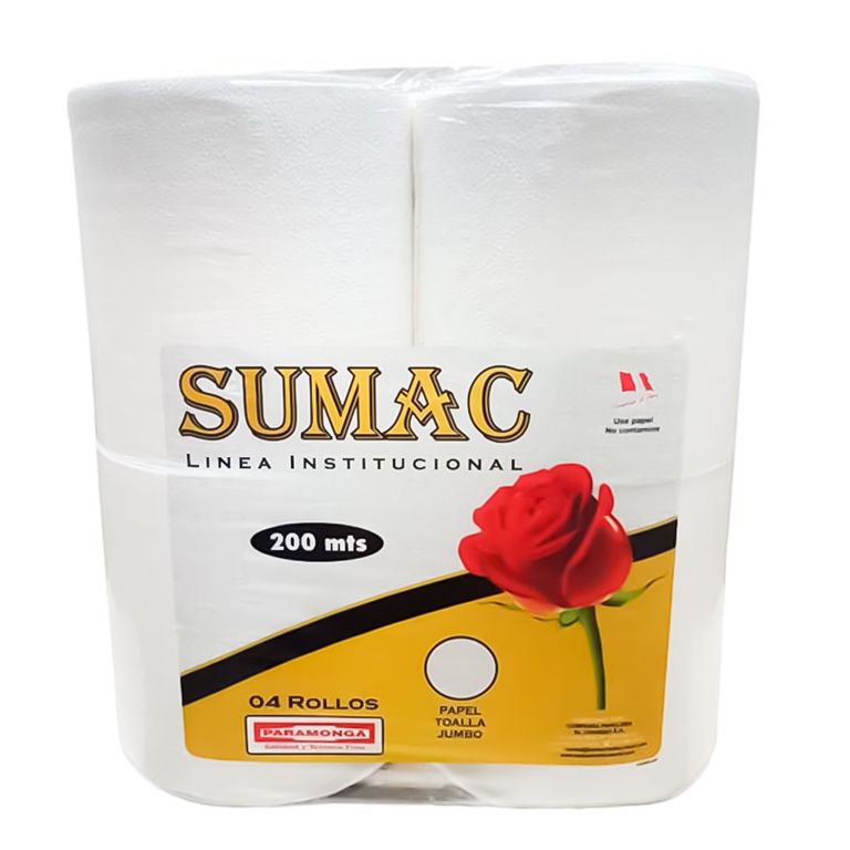 Papel Toalla Sumac 200 Metros x 4 unidades