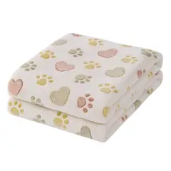 IDEAS PERFECTAS - Frazada Ideas Perfectas Blanco Huellitas Felpa