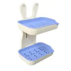 GENERICO - Jabonera para Pared Baño 2 Niveles Conejo - Azul Pastel