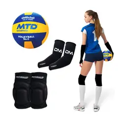 MTD - KIT DE VÓLEY PARA ENTRENAMIENTO PELOTA RODILLERAS MANGAS NEGRO TALLA L