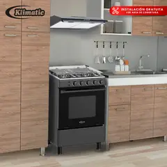 KLIMATIC - COMBO Cocina a gas LINDAU BLACK + Campana CK601NE