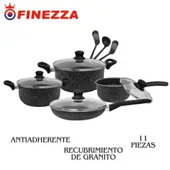 FINEZZA - Juego de ollas FZ-X1705M ULTRAGRANITO 11 pzs Negro