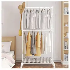 GENERICO - Colgador Organizador de Ropa y Zapatos 2 Niveles 180x80x42cm - Blanco - M