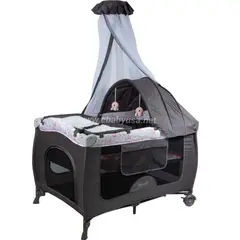 EBABY - Cuna Corral Mecedora y Cambiador Sally 716-4 ROSADO PLOMO