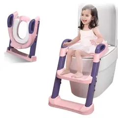 OEM - Adaptador de Baño y Escalera Portátil para Niños Rosa