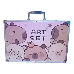 GENERICO - Set de Arte Maleta Capibara 145 Piezas - ROSADO