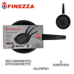 FINEZZA - Set de Sartenes FZG1320ST de 20, 22 y 24" Triple Revestimiento