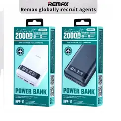 REMAX - CARGADOR PORTÁTIL ultra Slim 20000mAh  2.4A MODELO RPP-11 NEGRO