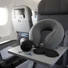 JPSYSTEMS - Kit viaje cojín Almohada viaje cuello espuma viscoelástica + tapaoido + antifaz GRIS
