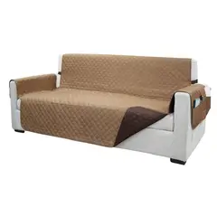 SALA FABULOSA - Protector de mueble 3-2-1 antifluído y reversible - Beige/Chocolate