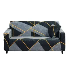 SALA FABULOSA - Funda de mueble 3-2-1 en Lycra estampado con 6 fundas de cojines Luxury Black