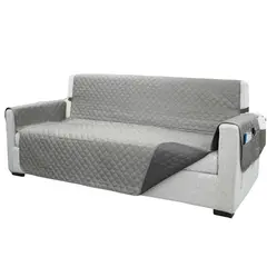 SALA FABULOSA - Protector de mueble 3-2-1 antifluído y reversible - Gris/Plomo