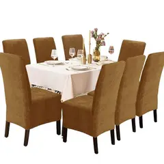 SALA FABULOSA - Funda de silla en terciopelo liso 8 piezas - Camel