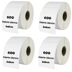 GENERICO - Etiqueta Termica Adhesiva 5x8cm Pack 4 rollos