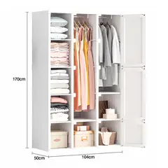 GENERICO - Ropero Plebable de 3 Cuerpos con Puertas Blanco