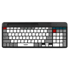 MICRONICS - Teclado Multimedia Alambrico Quantum Mic K600 Blanco y Gris