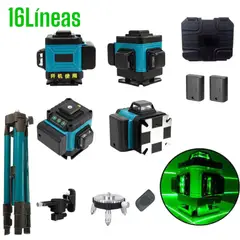 OEM - Nivel Láser Verde 4D 16Líneas 360° Autonivelación 2Baterias Y Tripode