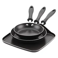 FARBERWARE - Set x3 Sartenes 18cm+22cm+plancha 28cm Aluminio Antiadh