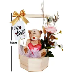 GENERICO - Arreglo Decoración Regalo De Cumple Con Peluche Y Flores Artificiales