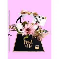 GENERICO - Arreglo Decoración Regalo Con Flores Artificiales Y Tarjeta