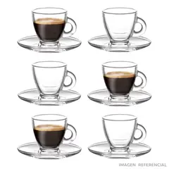 INSPIRA - Set Tazas con Plato Vidrio Mini Tazas de Cafe 12 piezas